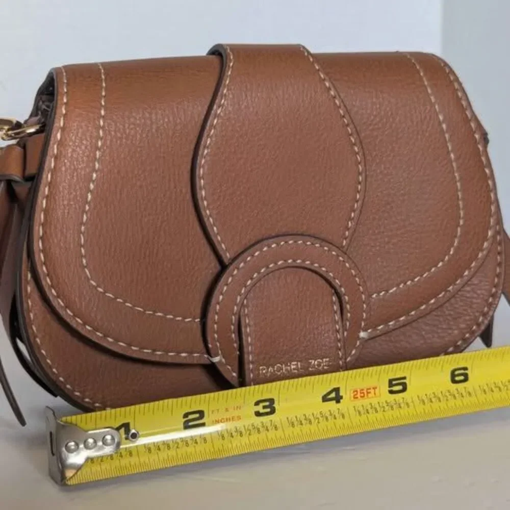 Small Rachel Zoe Tan Leather Convertible Crossbody Bag Purse 7x5